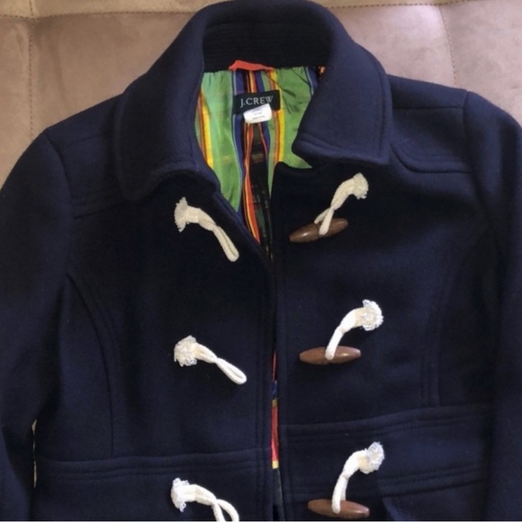 Vintage J.Crew Navy Wool Toggle Hooded Peacoat Size 2 - Picture 4 of 5